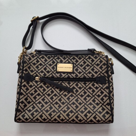 Tommy Hilfiger Black and Gold Crossbody Bag - Picture 1 of 9